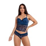 Corpete Imi Lingerie Corset Corselet Com Bojo Em Microfibra E Renda Fio Duplo Sasha