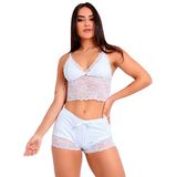 Pijama Short Doll Baby Doll Imi Lingerie Cropped Microfibra Renda Tóquio