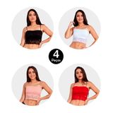 Kit 4 Sutiã Imi Lingerie Top Cropped Em Renda Grey