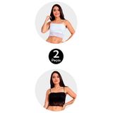 Kit 2 Sutiã Imi Lingerie Top Cropped Em Renda Grey