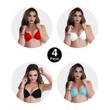 Kit 4 Sutiã Imi Lingerie Com Bojo Nadador Em Microfibra E Renda Mia