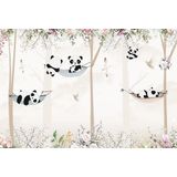 Papel De Parede Infantil De Pandas Na Floresta - 230 X 150 -