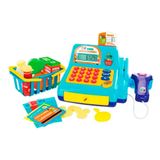 Brinquedo Creative Fun Caixa Registradora Azul Multikids 4 Anos + Scanner Com Luz E Som - Br386