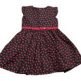 Vestido Infantil 100% Algodao Coracao Vermelho E Preta