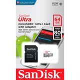 Memoria Micro Sd 64gb Ultra Sandisk 100mb/s Classe 10