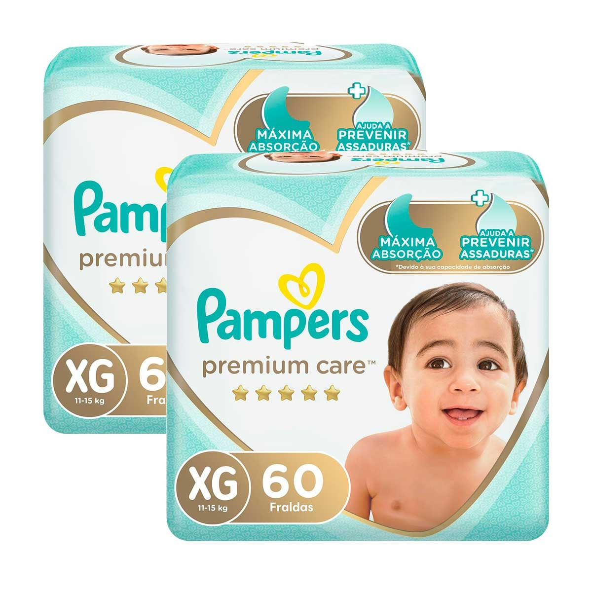 Kit de Fraldas Pampers XG Premium Care Jumbo - 120 Unidades