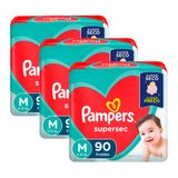 Kit de Fraldas Pampers M Supersec Jumbo 270 Unidades