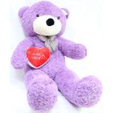 Urso Lilas Roxo Romântico Coração de Pelúcia Gigante 140cm