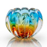 Vaso Em Cristal Murano Água Marinha E Âmbar  São Marcos