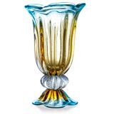 Vaso Em Cristal Murano Azul  Assinado  São Marcos