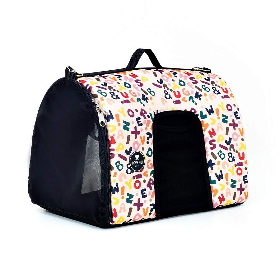 Bolsa De Transporte I Love Pet Letras Baunilha Para Cães E Gatos - P