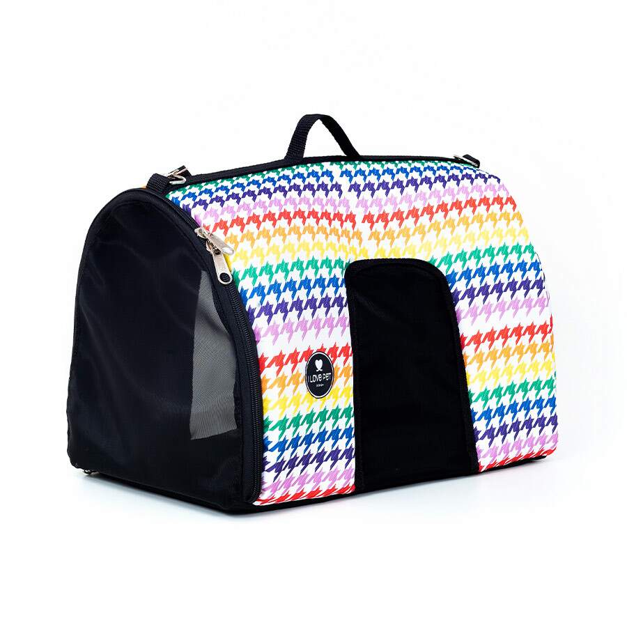 Bolsa De Transporte I Love Pet Pied De Poule Arco-íris Para Cães E Gatos - P