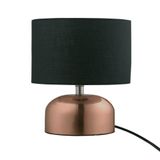 Abajur Luminaria Mesa Metal Cupula Tecido Preto Qab1067