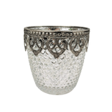 Vasinho Castiçal Prata 9x9x9cm Porta Vela Vaso Decoração