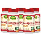 Colágeno Hidrolisado Com Vitamina C 60 Comprimidos De 1000mg Kit Com 5