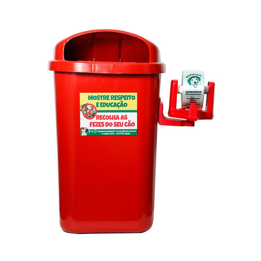 Lixeira Pipicão Cata Caca Vermelha - 50 Litros