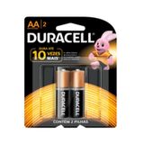02 Pilhas Duracell Duralock Alcalina Aa Embalagem C/2 Unids