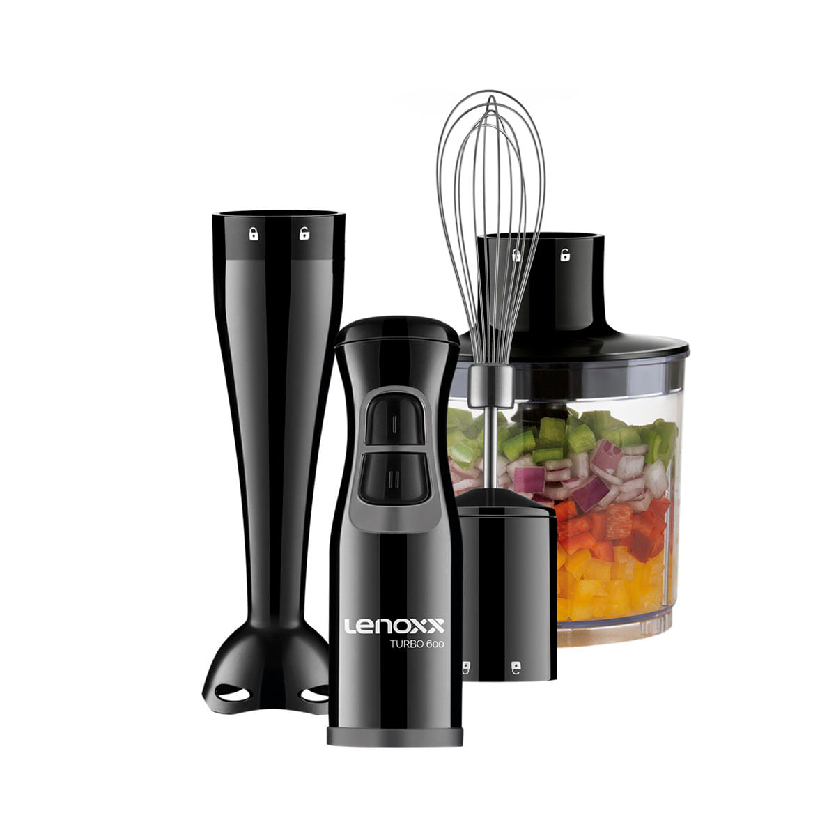 Mixer 3 em 1 Lenoxx Turbo 600W PMX403 Preto 220V - Carrefour