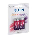 04 Pilhas Recarregável Elgin Aaa 1000mah 01 Blister C/4 Unid