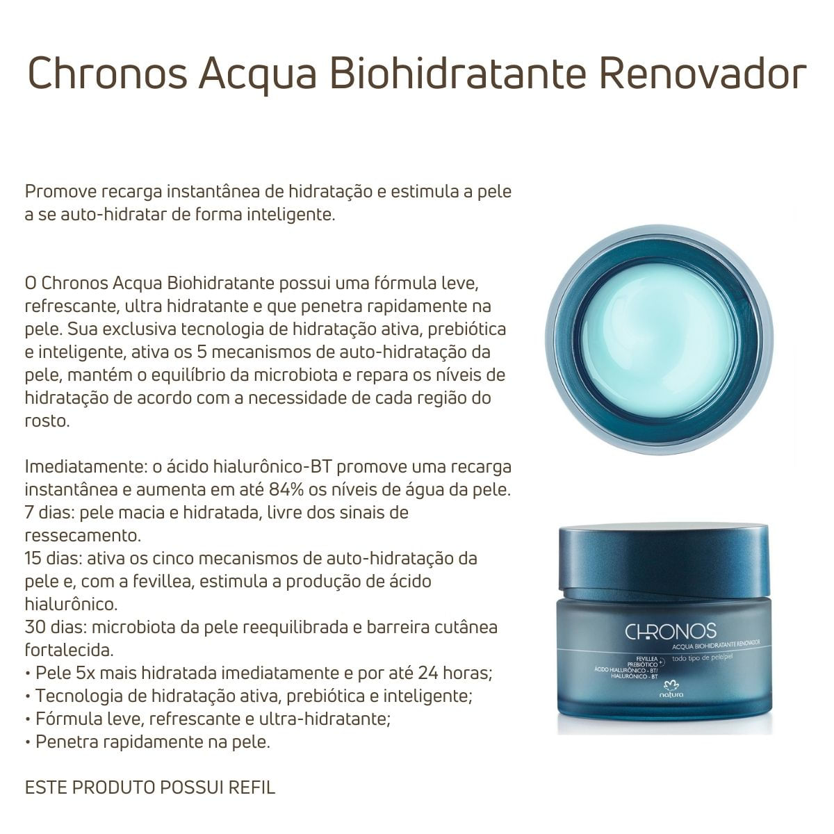 Natura Chronos Acqua Biohidratante Renovador Hidratante 40g - Carrefour