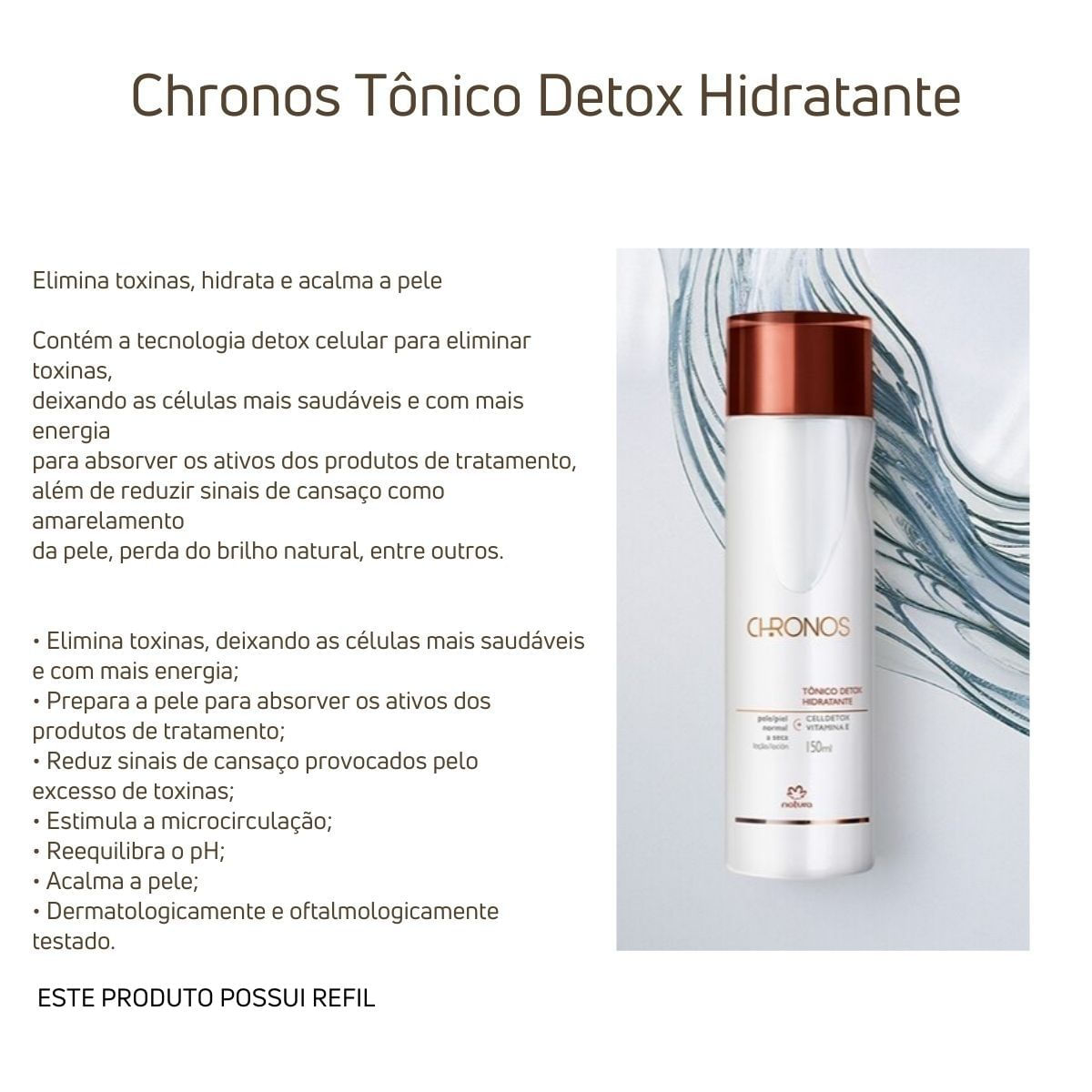 Natura Chronos Tônico Detox Hidratante Recarregável 150ml - Carrefour