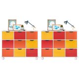 Kit 2 Nichos Organizadores 9 Gavetas com Rodízios Toys Branco/Colorido - Mpozenato