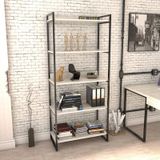 Estante Livreiro Prisma Estilo Industrial 80cm 5 Prateleiras Snow - Mpozenato