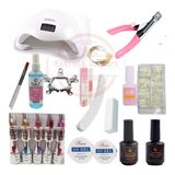 Kit Cabine Unha Alicate Primer Tips Pincel Lixa Gel Esmalte