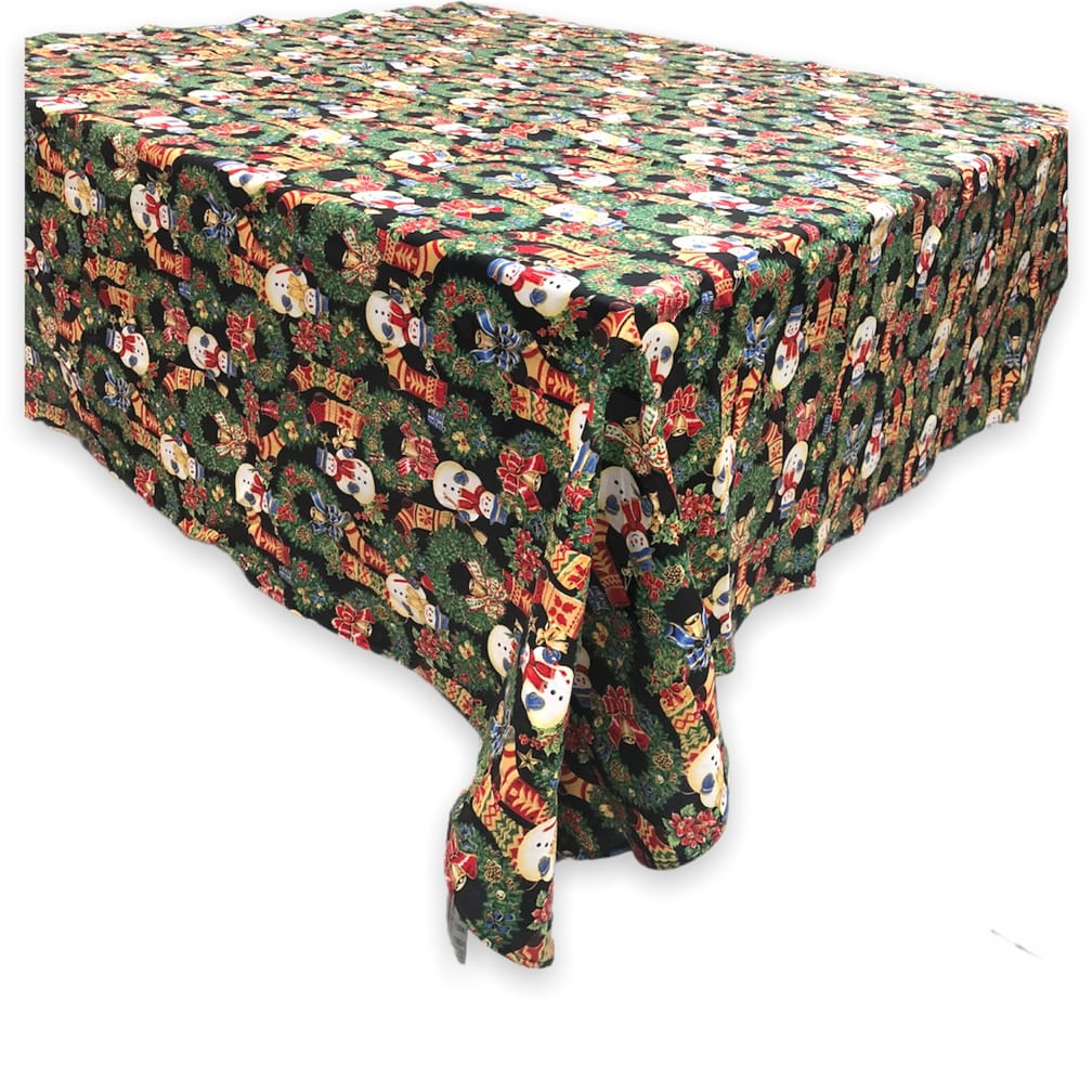 Toalha De Mesa De Natal Estampada Quadrada Em Algodão 1,40m