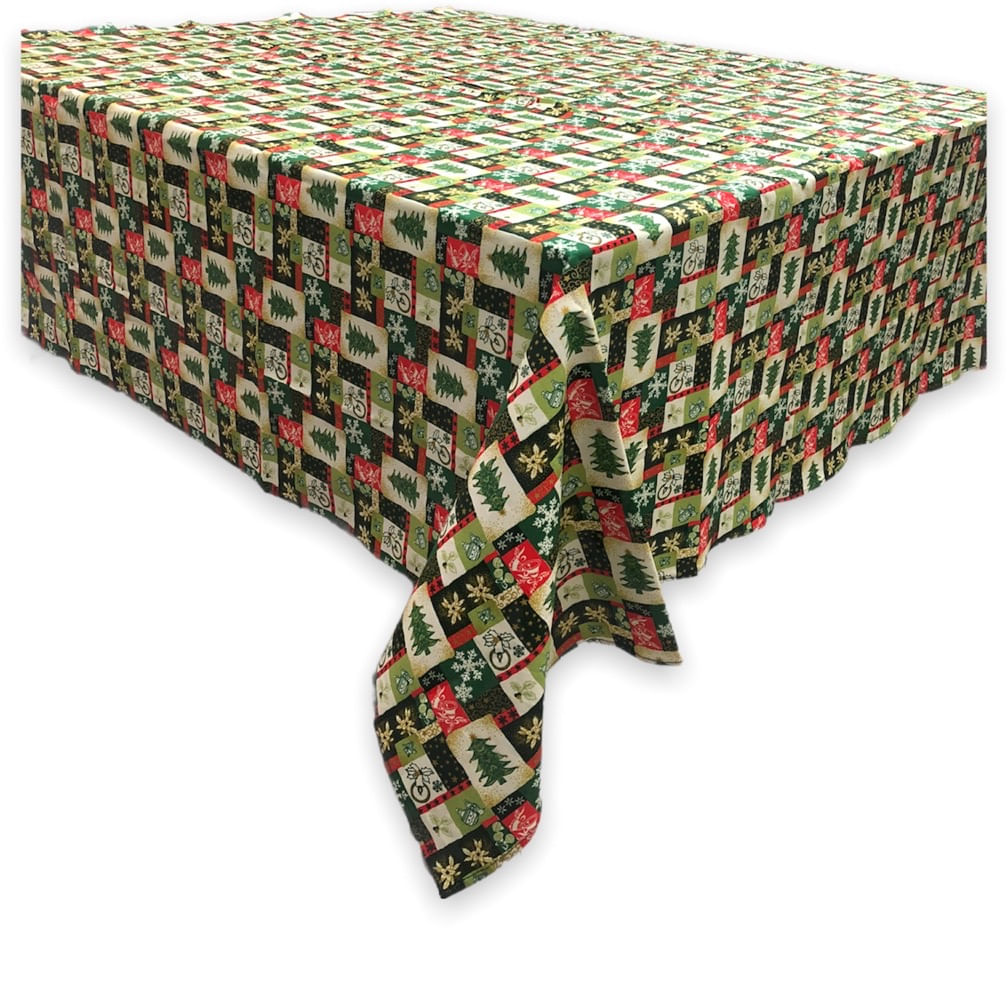 Toalha De Mesa De Natal Estampada Quadrada Em Algodão 1,40m