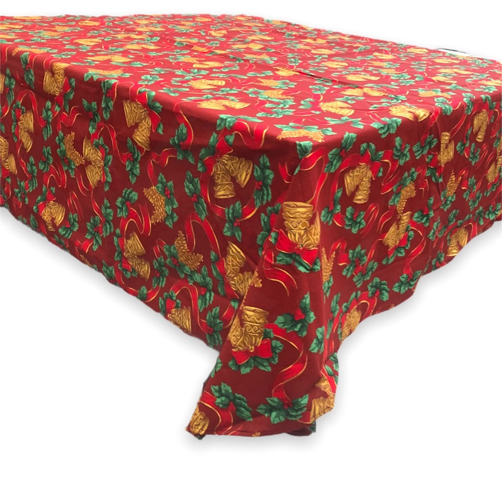 Toalha De Mesa De Natal Estampada Quadrada Em Algodão 1,40m