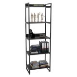 Estante Livreiro Prisma Estilo Industrial 60cm 5 Prateleiras Preto Onix - Mpozenato