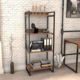 Estante Livreiro Prisma Estilo Industrial 60cm 4 Prateleiras Nogal - Mpozenato