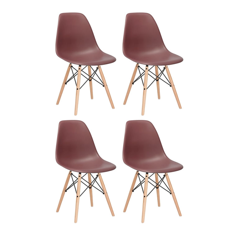 KIT - 4 x cadeiras Eames DSW - Madeira clara - Marrom