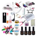 Kit Cabine Lixa Elétrica Luminária Pincel Unha Tips Esmalte