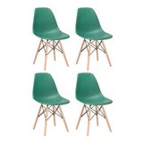 KIT - 4 x cadeiras Eames DSW - Madeira clara - Verde escuro