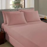 Lencol King Com Elastico Rosa Nevoa Malha 100% Algodao