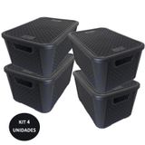 Combo 4 Caixas Organizadoras Rattan 8,8 Litros 2051 Plasnew