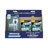 Kit Aparelho de Barbear Recarregável Gillette Mach3 Acqua Grip 2 Unidades e 4 Cargas