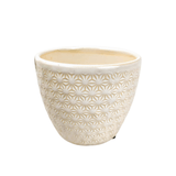 Vaso Off-white Cachepot 12x14x14cm Floral Geométrico P