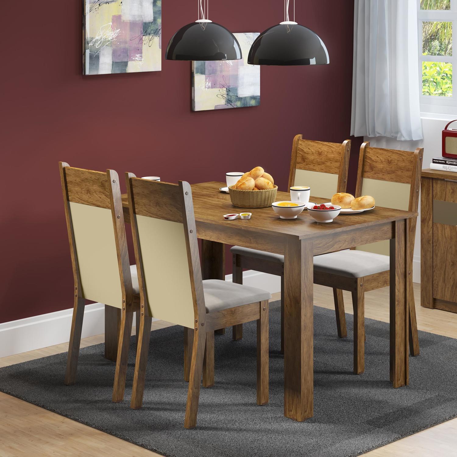 Conjunto Sala de Jantar Mesa e 4 Cadeiras Havana Madesa Rustic/ Suede Pérola é ruim? Conjunto Sala de Jantar Mesa e 4 Cadeiras Havana Madesa Rustic/ Suede Pérola é boa?
