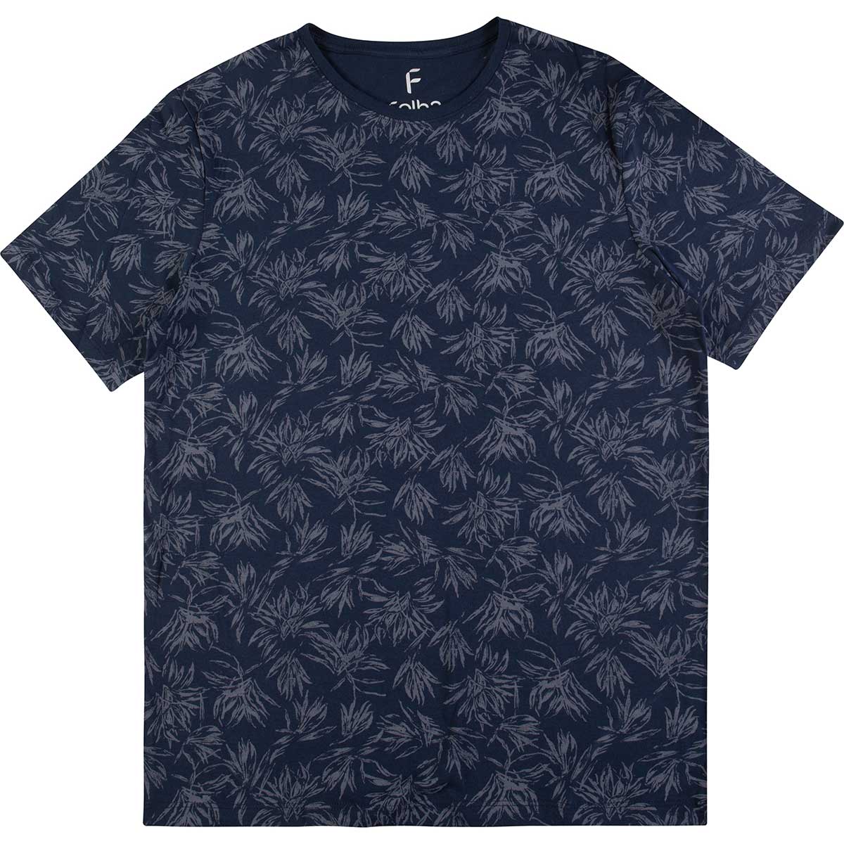 Camiseta Mm Masculina Full Print Folha By Hering  Azul Escuro XG