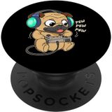 Cute Gaming Pug Dog Video Game Jogo Jogo Videogame Pc Popsockets Permutável Popgrip