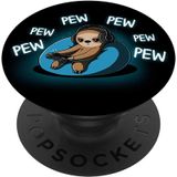 Pew Pew Cute Gamer Sloth Video Game Controller Gaming Black Popsockets Grip And Stand For Phones And Tablets