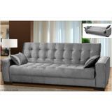 Sofá Cama para Sala de Estar Lisboa Suede Cinza - Ibiza