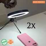 2 Ring Light De Mini Tripe Mesa Led 8 Polegada Profissional Completo  2 Suporte Celular Foto Video Maquiagem Youtuber