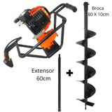 Perfurador De Solo Profissional Á Gasolina Vulcan Vps520 2t 52cc 2,5hp Broca 80x10cm + Extensor De 60cm Ideal Para Construções De Cercas E Cercados