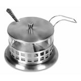 Açucareiro C/ Colher 260ml Inox E Vidro - 144366