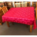 Toalha De Mesa Jacquard Retangular 6 Lugares Vermelho