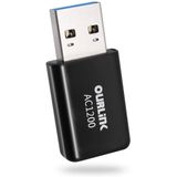 Ourlink Wireless Usb 1200mbps Usb Wifi Usb 3.0 Dual Band (2.4ghz/300mbps + 5.8ghz/867mbps) 802.11ac/b/g/g/n Adaptador Wifi Pc/desktop/laptop, Suporte